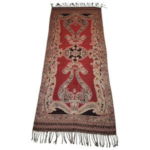 Paisley Floral Leaf Gold Thread Scarf